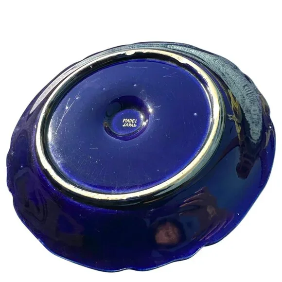 Vintage Cobalt Blue Porcelain Handled Serving Tray - Made in Japan - Picture 5 of 6